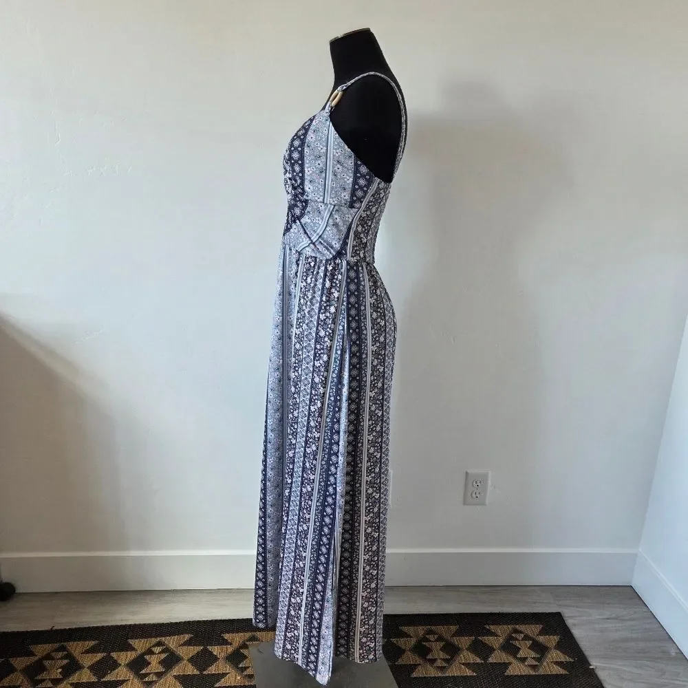 Derek Heart Paisley Floral Maxi Dress Twist Front Y2K 90s Beach Vacation Large - Picture 4 of 13